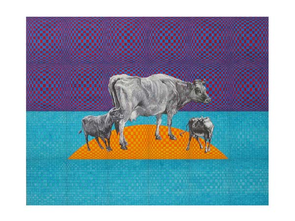 Original art by Greg Moscatt ~ three cow island