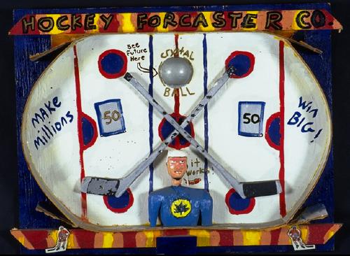 Hockey Forcaster oil on wood 1996